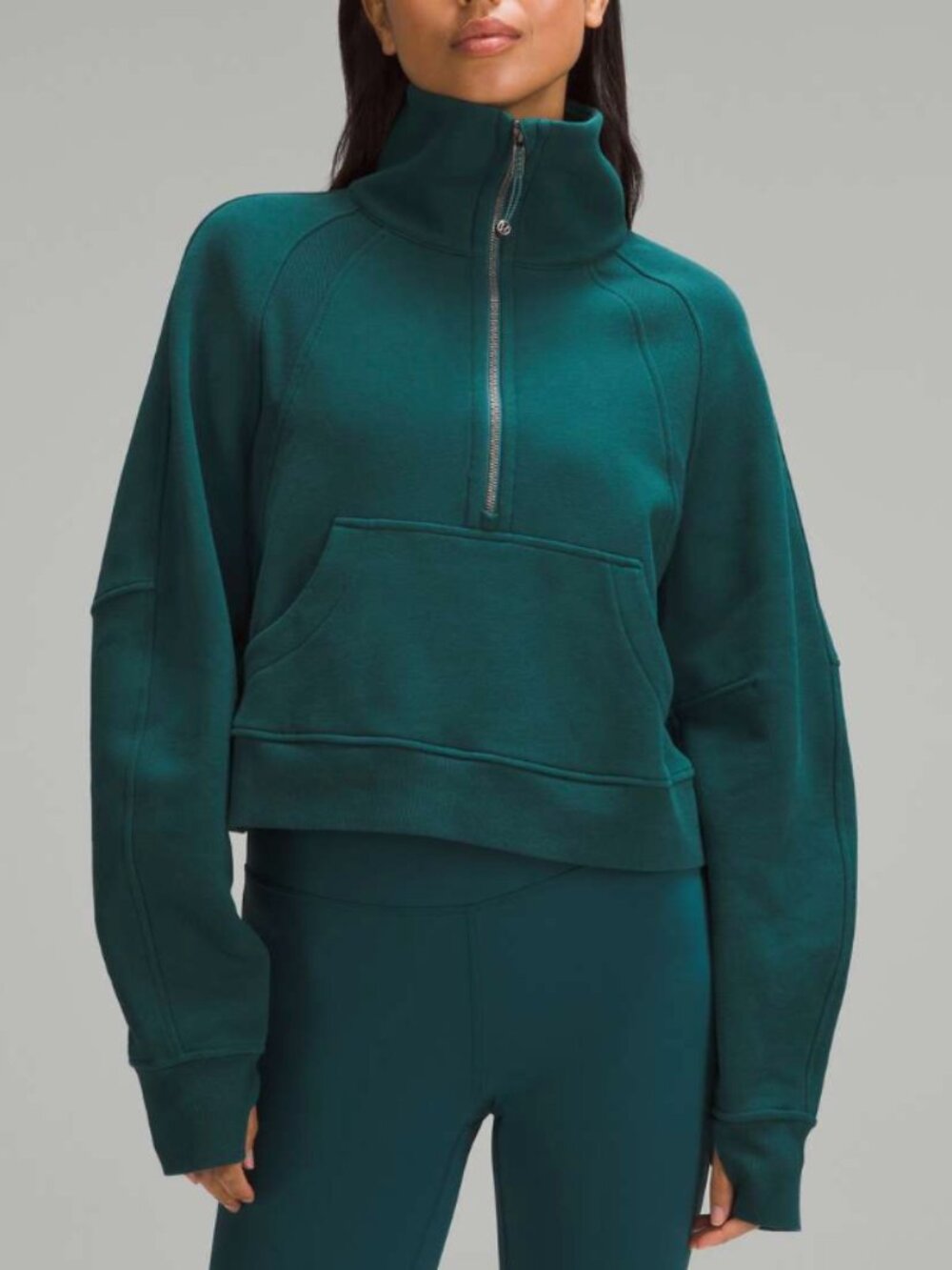 Lululemon Scuba Oversized Funnel Neck Half Zip Storm Teal Gold XS/S